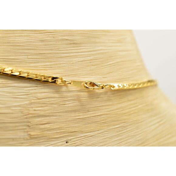 Vintage Crystal Collar Necklace Gold Herringbone Chain Rhinestone Shiny NOS 80s - Picture 9 of 12